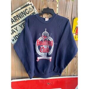 Vintage 80s Heavyweight cotton sweatshirt with "The Boating Club" graphic Size L